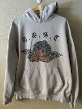 Tokyo Ghost Cherub Hoodie Beige Gothic Graphic Sweatshirt Oversized